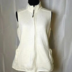 T by Talbots Cream Full‎ Zip Vest Womens Sz XS